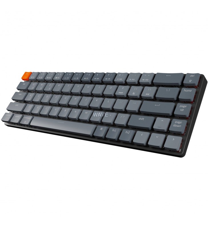 Keychron K7, tastatură pentru jocuri (negru/gri, aspect DE, Keychron Low Profile Optical Red, hot-swap, cadru din aluminiu, RGB)