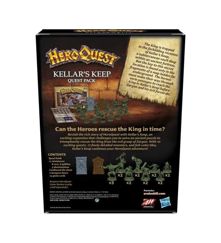 Avalon Hill HeroQuest Kellar's Keep Ediție suplimentară joc de masă Călătorie/aventură