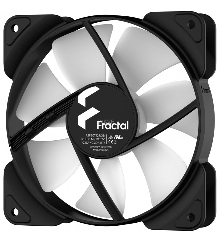 Ventilator de carcasă Fractal Design Aspect 12 RGB Black Frame 3er (negru/alb, pachet de 3)
