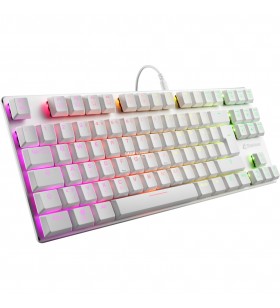 Sharkoon PureWriter TKL RGB, tastatură pentru jocuri (alb, aspect DE, Kailh Choc Low Profile Red)