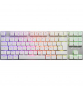 Sharkoon PureWriter TKL RGB, tastatură pentru jocuri (alb, aspect DE, Kailh Choc Low Profile Blue)