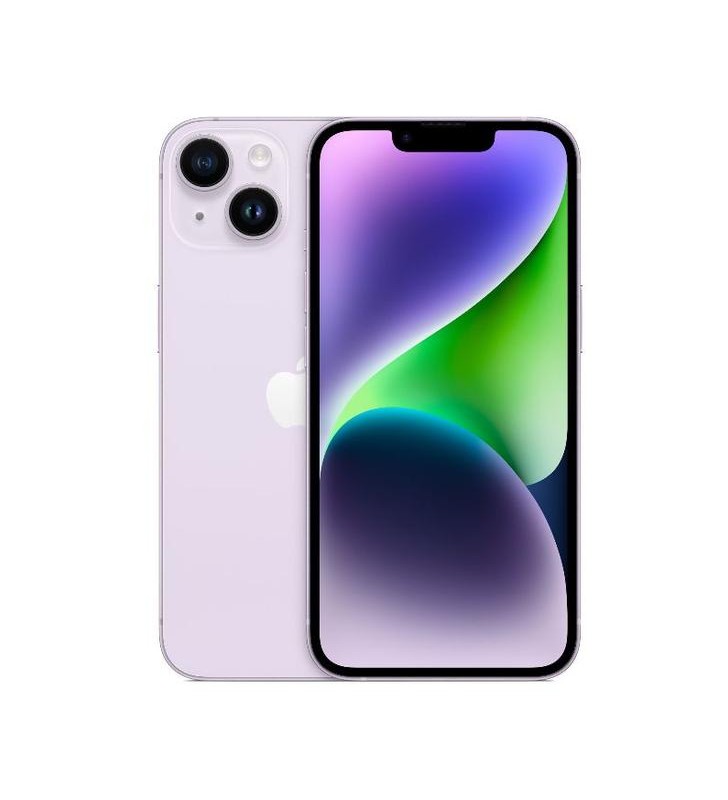 Telefon Mobil Apple iPhone 14, Super Retina XDR OLED 6.1", 512GB Flash, Camera Duala 12 + 12 MP, Wi-Fi, 5G, iOS (Culoare Violet)
