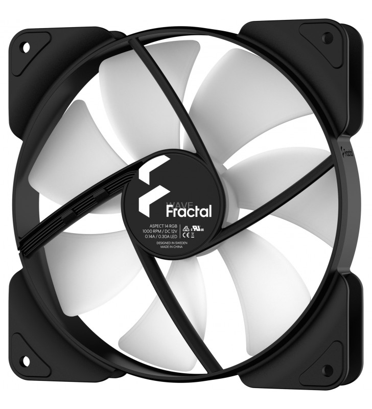 Fractal Design Aspect 14 Black Frame Seria 3 Ventilator de carcasă (negru/alb, pachet de 3)