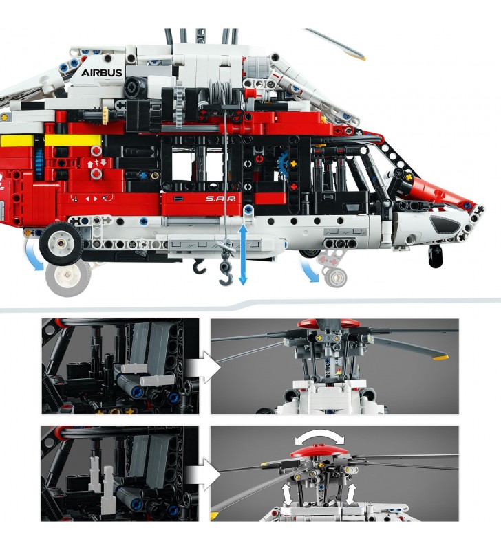 Jucărie de construcție cu elicopter de salvare LEGO 42145 Technic Airbus H175 (Set de model pentru copii, rotoare rotative și funcții motorizate)
