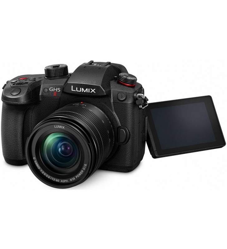 Kit aparat foto digital Panasonic Lumix DC-GH5M2 + H-ES12060 (negru, inclusiv lentila)