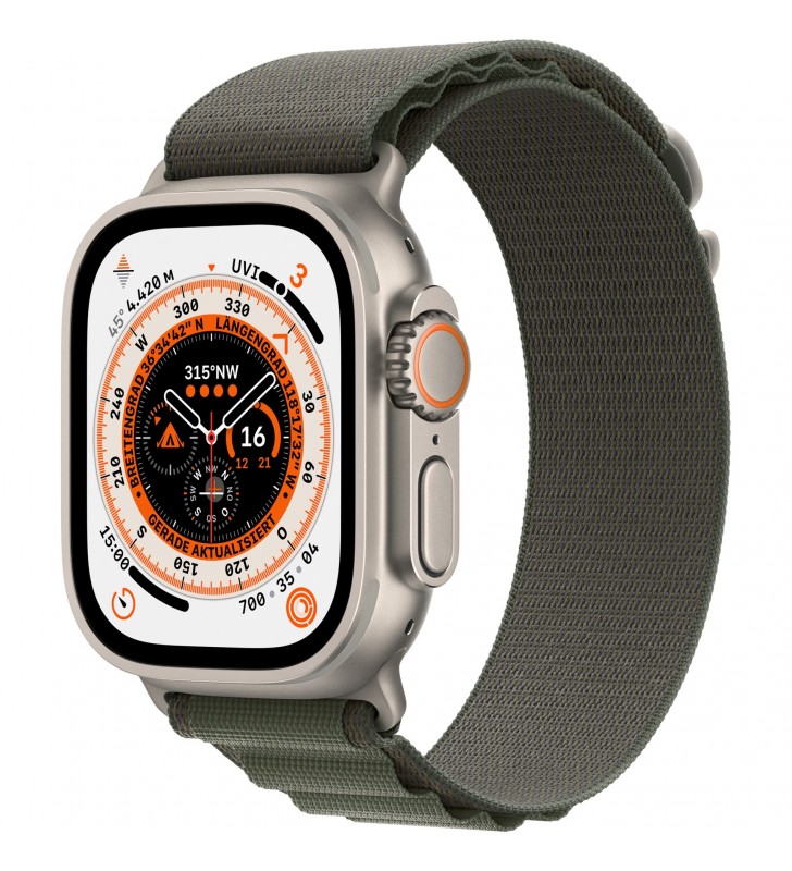 Apple Watch Ultra, ceas inteligent (Verde, 49 mm, buclă alpină, carcasă din titan, celular)