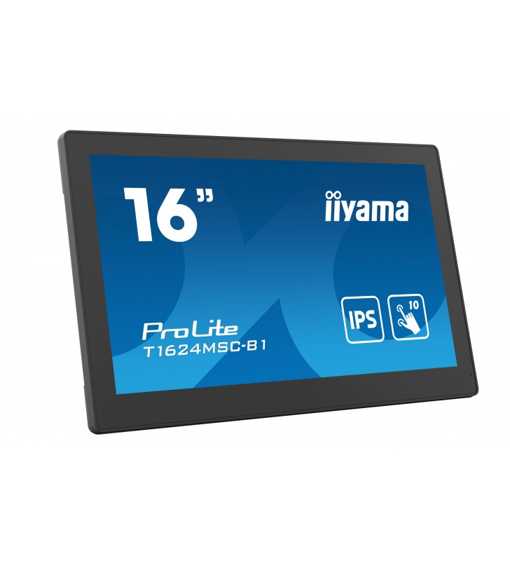 iiyama T1624MSC-B1 Afișaj Semne Ecran plat interactiv 39,6 cm (15.6") IPS 450 cd/m² Full HD Negru Ecran tactil 24/7
