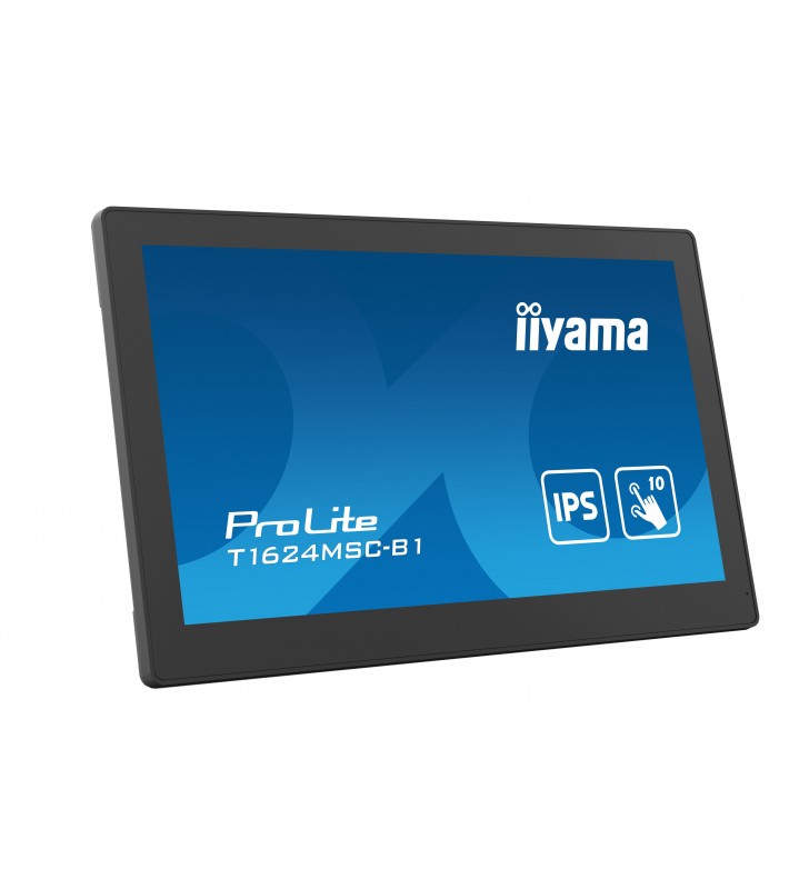 iiyama T1624MSC-B1 Afișaj Semne Ecran plat interactiv 39,6 cm (15.6") IPS 450 cd/m² Full HD Negru Ecran tactil 24/7
