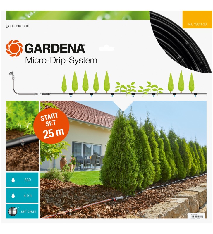 Set de pornire GARDENA pentru rândurile de plante M, sistem de picurare (negru, 25 de metri)
