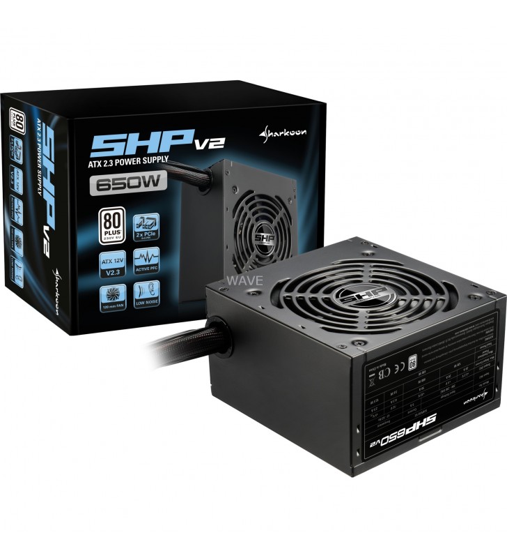 Sharkoon SHP650 V2, alimentare PC (negru, 2x PCIe, 650 wați)
