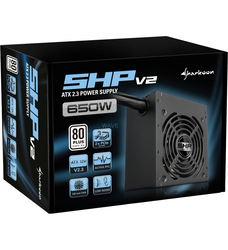 Sharkoon SHP650 V2, alimentare PC (negru, 2x PCIe, 650 wați)