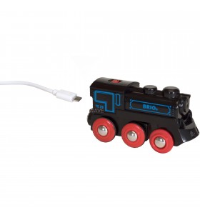 BRIO World Black locomotivă cu baterie cu micro USB, vehicul de jucărie (negru)