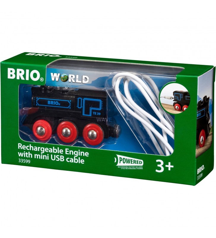 BRIO World Black locomotivă cu baterie cu micro USB, vehicul de jucărie (negru)
