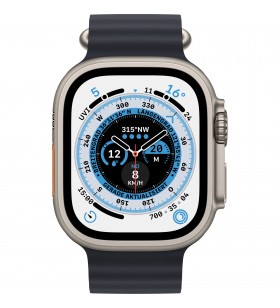 Apple Watch Ultra, ceas inteligent (albastru miezul nopții, 49 mm, brățară ocean, carcasă din titan, celular)