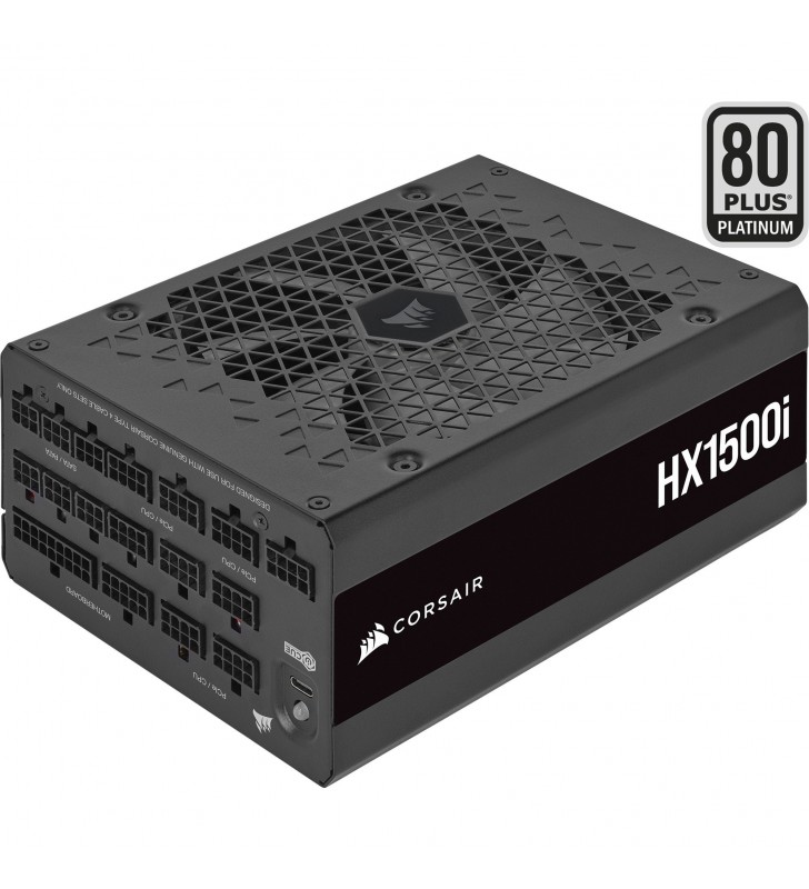 Corsair HX1500i 1500W, alimentare PC (negru, 10x PCIe, management cablu, 1500 wați)