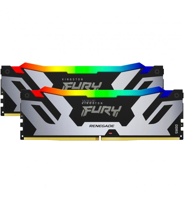 Kit de memorie Kingston FURY DIMM 32GB DDR5-7200 (negru/argintiu, KF572C38RSAK2-32, Fury Renegade RGB, XMP)