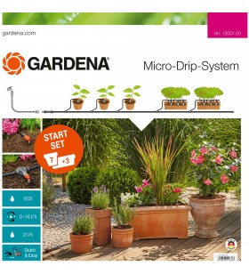 Set de pornire Micro-Drip-System GARDENA pentru ghivece M, 68 buc, sistem de picurare (pentru 7 ghivece și 3 jgheaburi pentru plante)