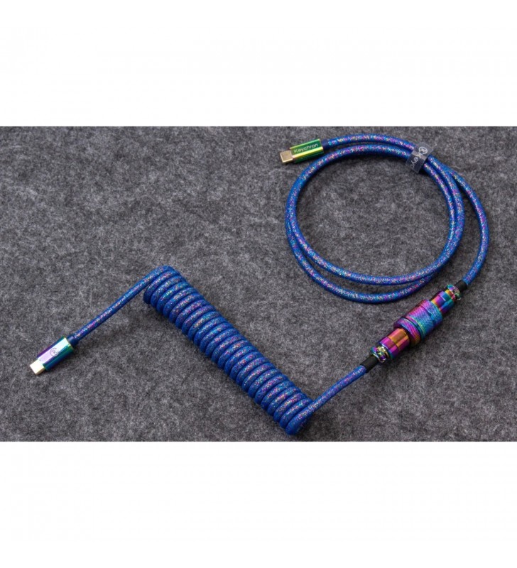 Cablu de aviator în spirală Keychron  (albastru, 1,08 metri, conector drept)