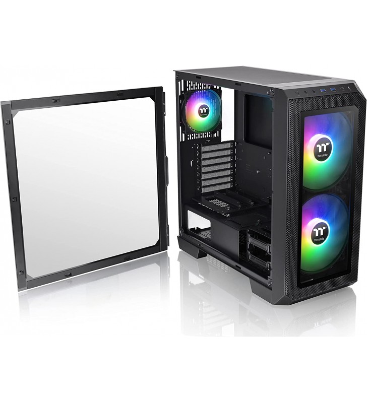 Thermaltake View 300 MX TG ARGB - E-ATX Mid-Tower Computer Case with Front 2x200mm and Rear 1x120mm ARGB Fan, Mesh Front Panel and Switchable Tempered Glass, CA-1P6-00M1WN-00, black color
