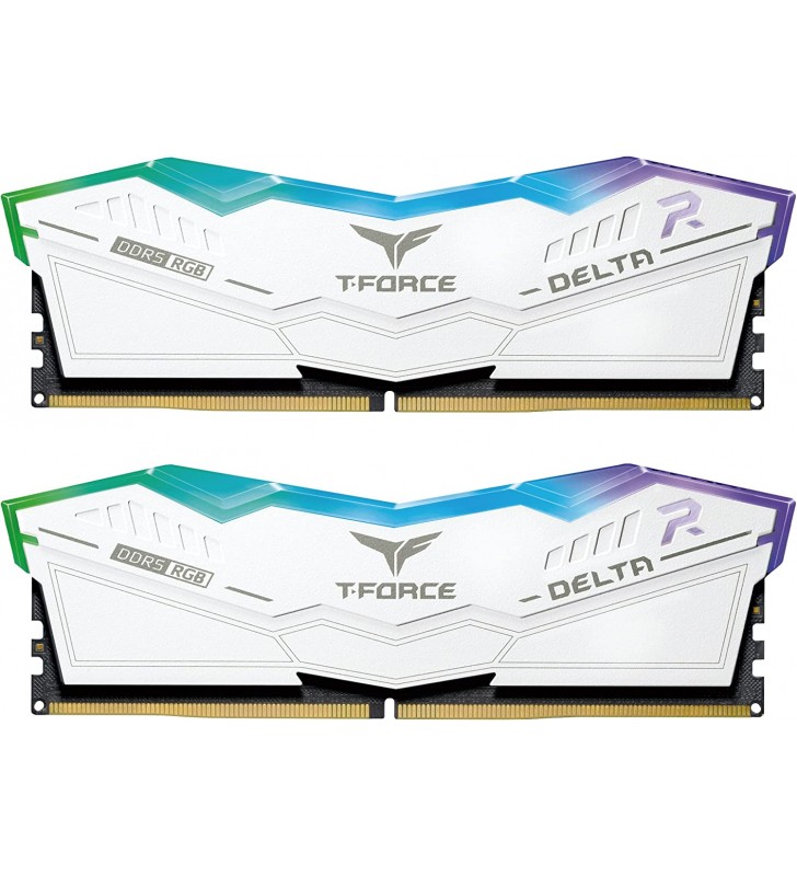 TEAMGROUP T-Force Delta RGB DDR5 32GB Kit (2 x 16GB) 5200MHz (PC5-41600) CL40 Ram Desktop Memory Module (White) for Z690 - FF4D532G5200HC40CDC01