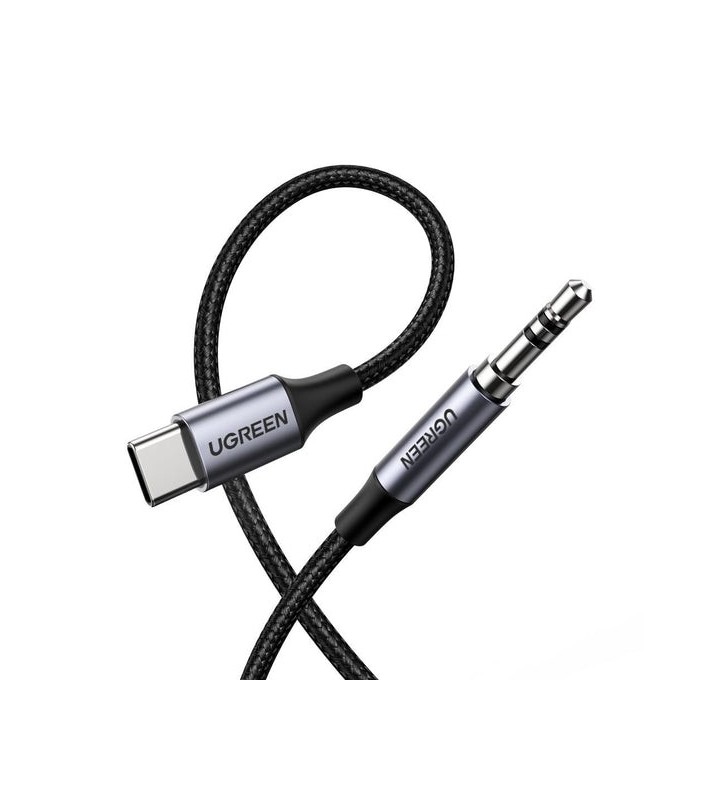 Ugreen 30633 cablu audio 1 m 3.5mm USB tip-C Negru, Argint