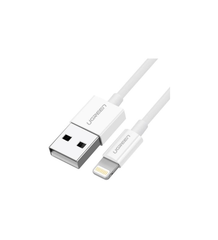 Ugreen cable USB 2.0 A lightning 2m, 5V/2.4A iPhone 7 / 7plus / 6S/ 6 / 6 Plus, iPhone 5s/5c/5, iPad Mini/Mini 2, iPad 1 m Alb