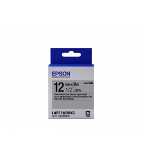 Epson Label Cartridge Metallic LK-4SBM Black/Silver 12mm (9m)