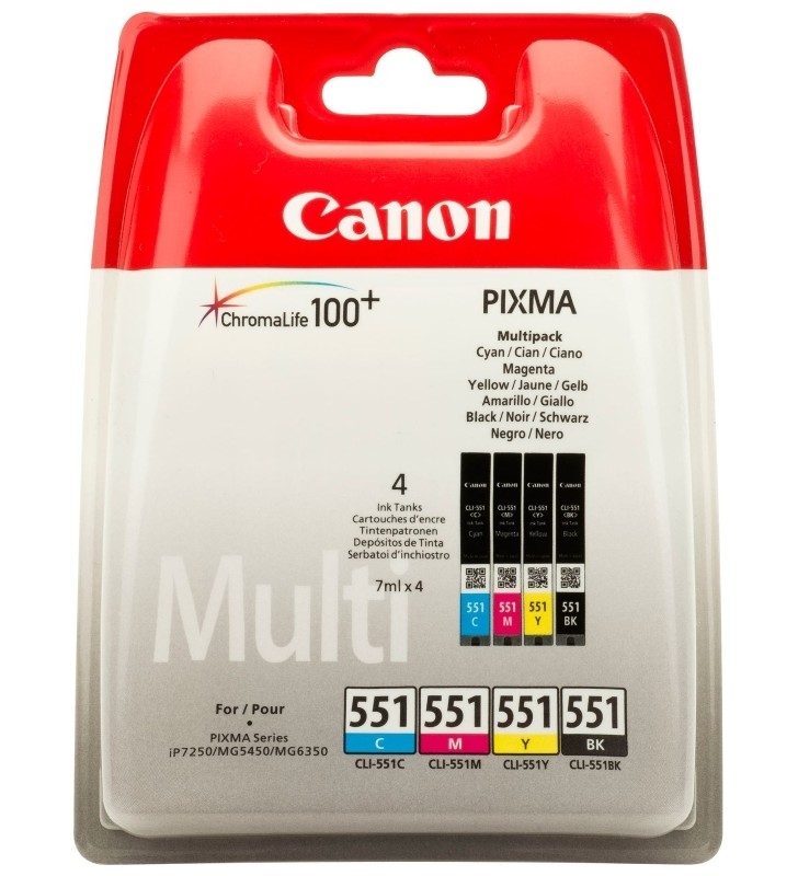 COMBO PACK Original Canon CLI-551CMYK  set 4 buc Color, compatibil IP7250/MG5450/MG6350 "BS6509B009AA"