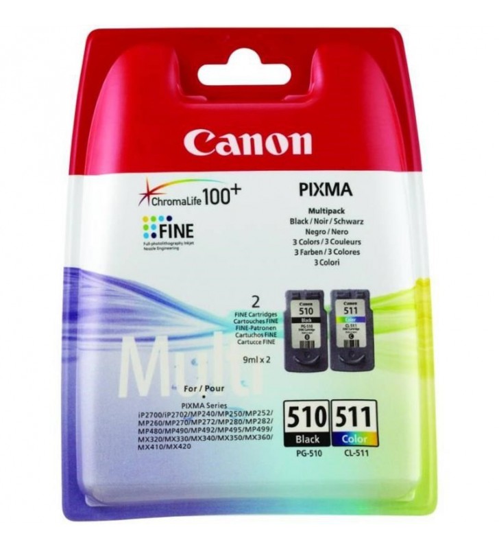 COMBO Pack Original Canon PG-510/CL-511  Black+Color, pentru MP240, MP260, "BS2970B010AA"