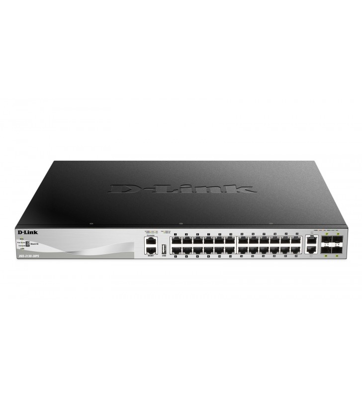 D-Link DGS-3130-30PS Gestionate L3 Gigabit Ethernet (10/100/1000) Negru, Gri Power over Ethernet (PoE) Suport