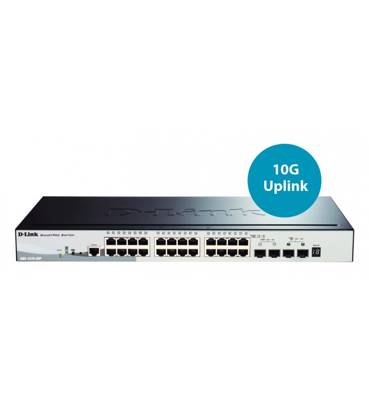 D-Link DGS-1510-28P switch-uri Gestionate L3 Gigabit Ethernet (10/100/1000) Negru Power over Ethernet (PoE) Suport