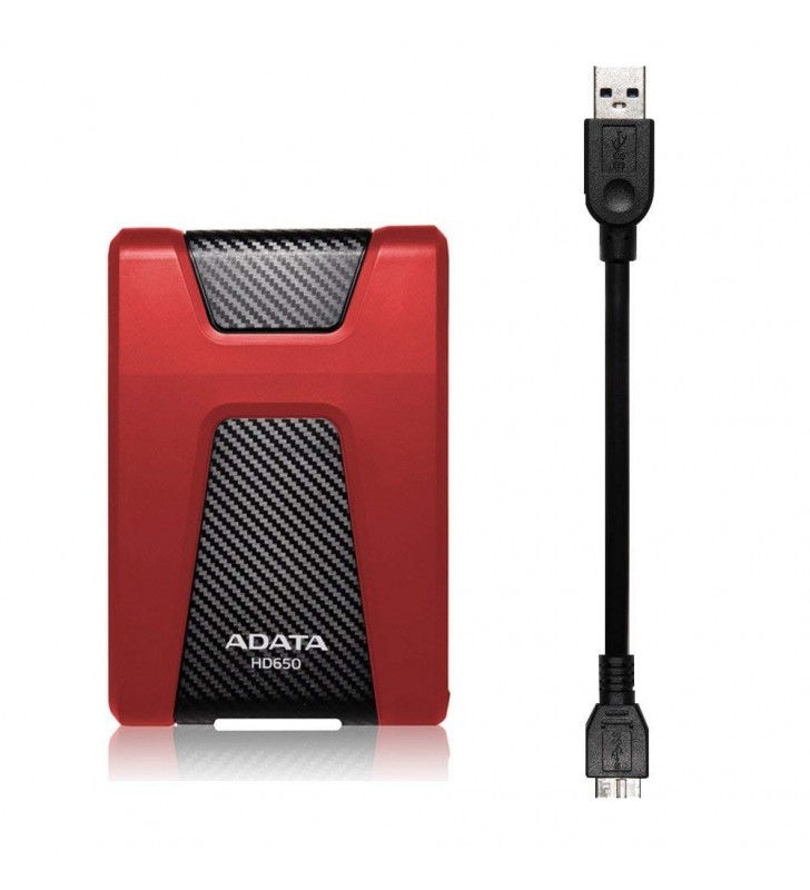 HDD ADATA EXTERN 2.5" USB 3.1 1TB  HD650 Red &amp Black "AHD650-1TU31-CRD" (include timbru verde 0.1 lei)