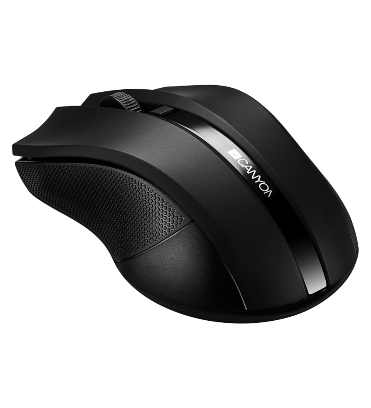CANYON 2.4GHz wireless Optical Mouse with 4 buttons, DPI 800/1200/1600, Black, 122*69*40mm, 0.067kg