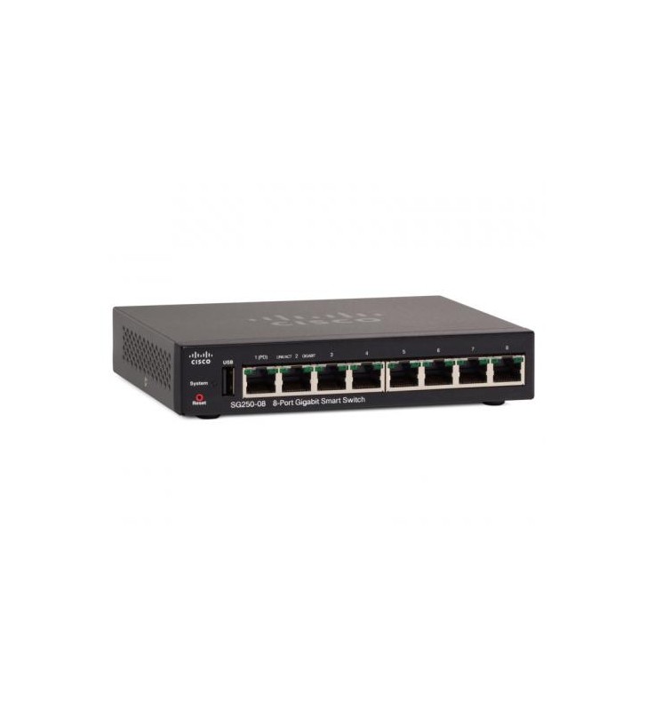 Switch Cisco SG250-08-K9, 8 porturi