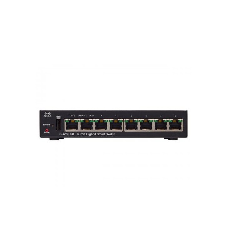 Switch Cisco SG250-08-K9, 8 porturi