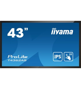 iiyama T4362AS-B1 Afișaj Semne Ecran plat interactiv 108 cm (42.5") IPS 500 cd/m² 4K Ultra HD Negru Ecran tactil Procesor