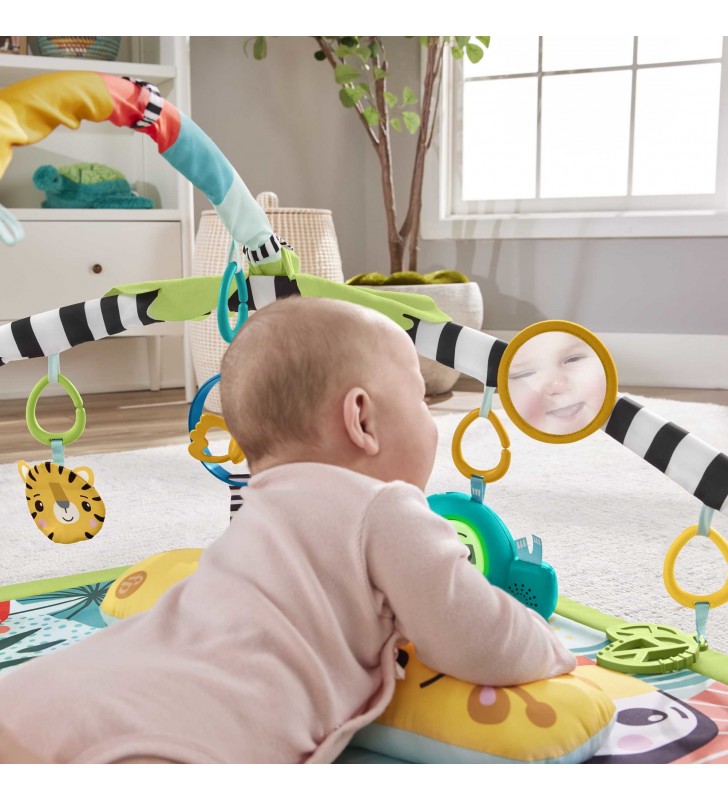 Fisher-Price 3-In-1 Baby & Toddler Gym, Baby Play Mat & Sensory Toys For Tummy Time, Rainforest Multicolor Salteluță de joacă