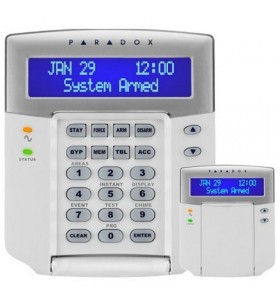 TASTATURA alarma PARADOX, compatibila cu EVO192, afisaj alfanumeric cu 32 de caractere, LCD albastru, etichete programabile, usi