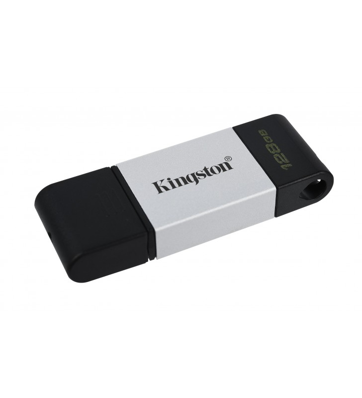 Kingston Technology DataTraveler 80 memorii flash USB 128 Giga Bites USB tip-C 3.2 Gen 1 (3.1 Gen 1) Negru, Argint