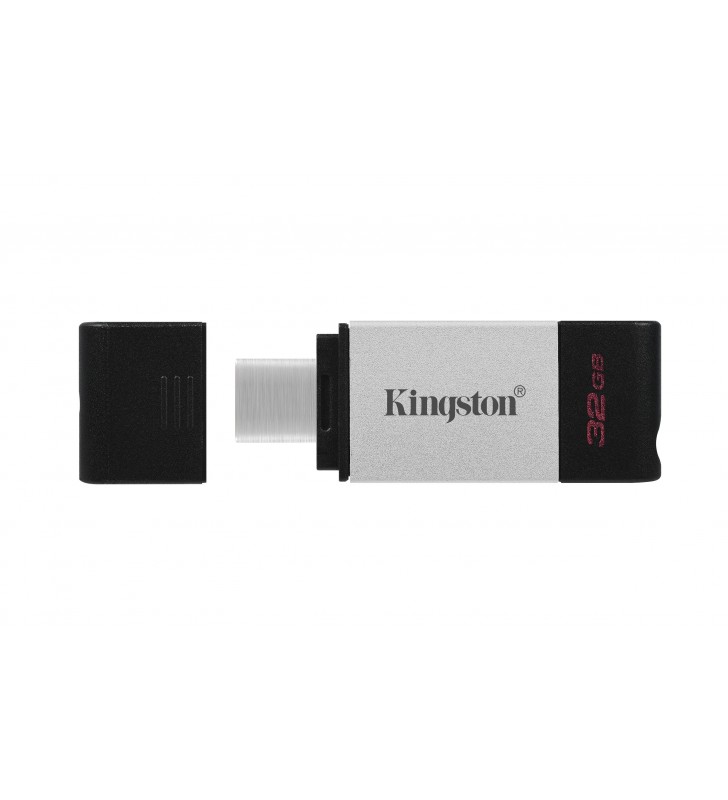 Kingston Technology DataTraveler 80 memorii flash USB 32 Giga Bites USB tip-C 3.2 Gen 1 (3.1 Gen 1) Negru, Argint
