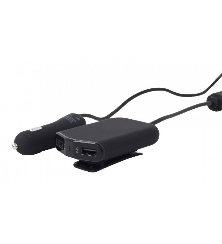ALIMENTATOR auto GEMBIRD, 4 x USB, pt. bricheta auto 2 x USB, pt. bancheta din spate 2 x USB, 1.8m cablu, maxim 9.6A, black, "E