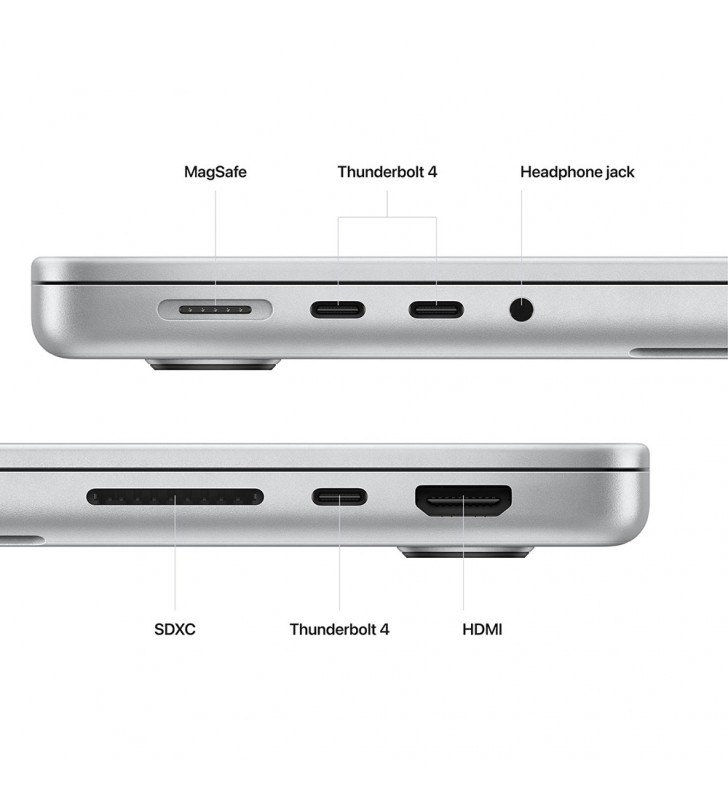 Apple MacBook Pro (16") 2023, notebook (argintiu, GPU M2 Pro 19-Core, macOS Ventura, germană, afișaj de 120 Hz, SSD de 1 TB)