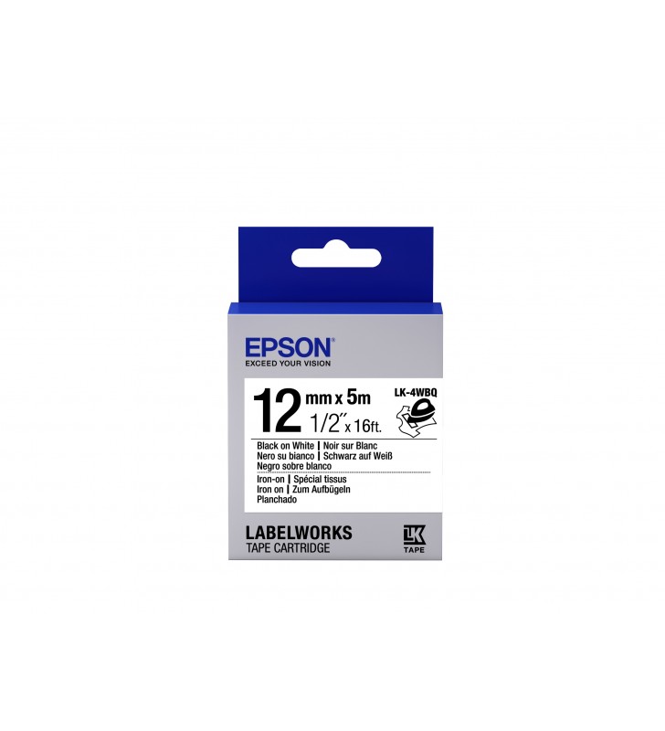 Epson Label Cartridge Iron on LK-4WBQ Black/White 12mm (5m)
