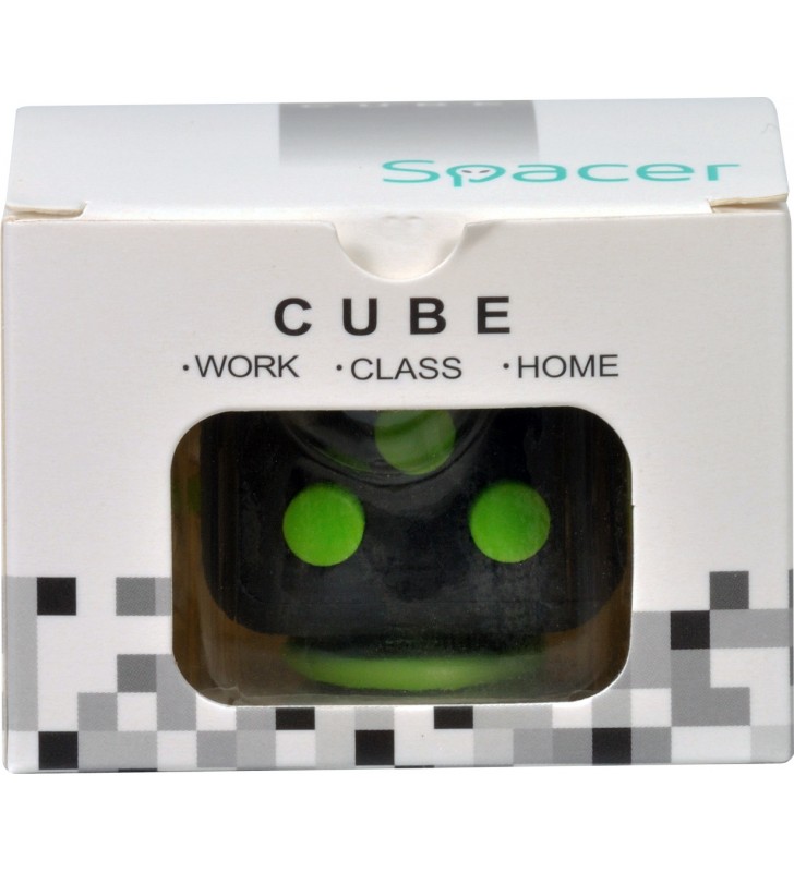 CUB ANTISTRES SPACER, FIDGET, black cu butoane green, "SP-CUBE-FGET"