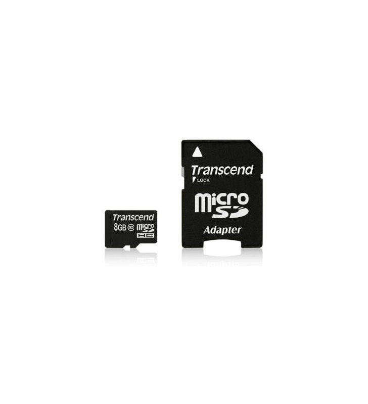 Memory Card Transcend microSDHC 8GB, class 10 + Adaptor SecureDigital