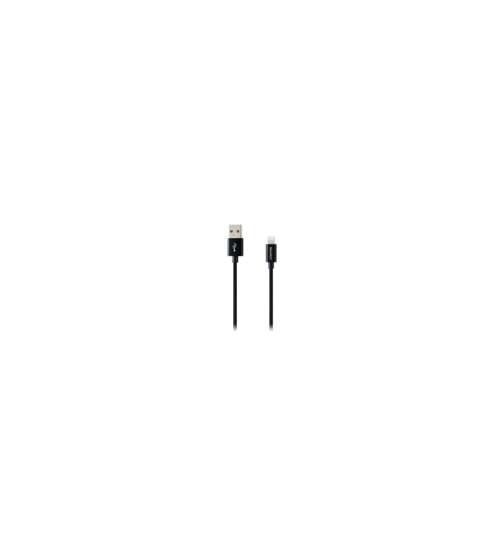 Canyon Lightning USB Cable for Apple, braided, metallic shell, cable length 1m, Black, 14.9*6.8*1000mm, 0.02kg