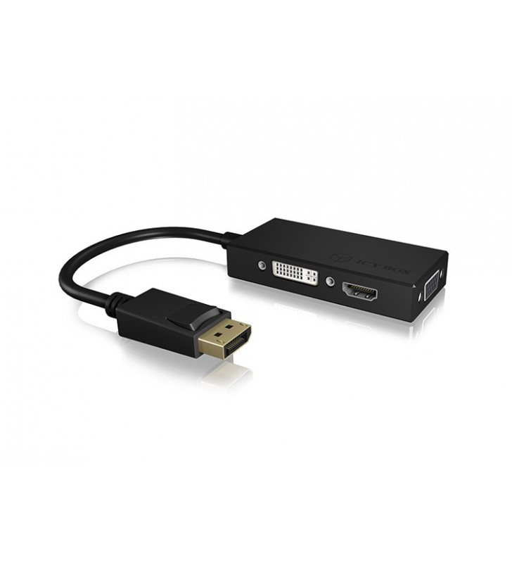 ICY BOX IB-AC1031 DisplayPort DVI-D + VGA (D-Sub) + HDMI Negru