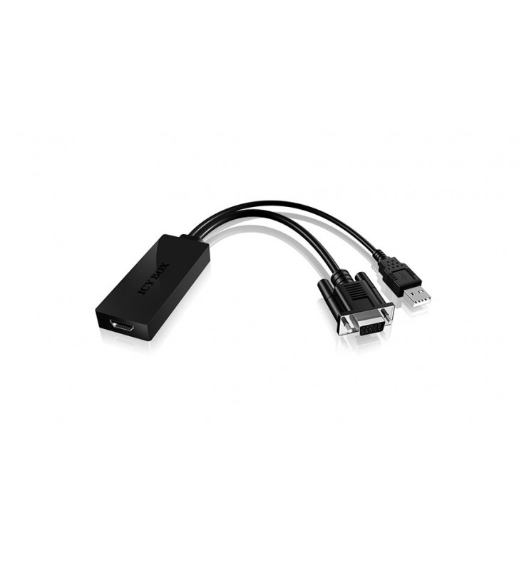 ICY BOX IB-AC512 0,235 m HDMI Tip A (Standard) VGA (D-Sub) + USB Negru