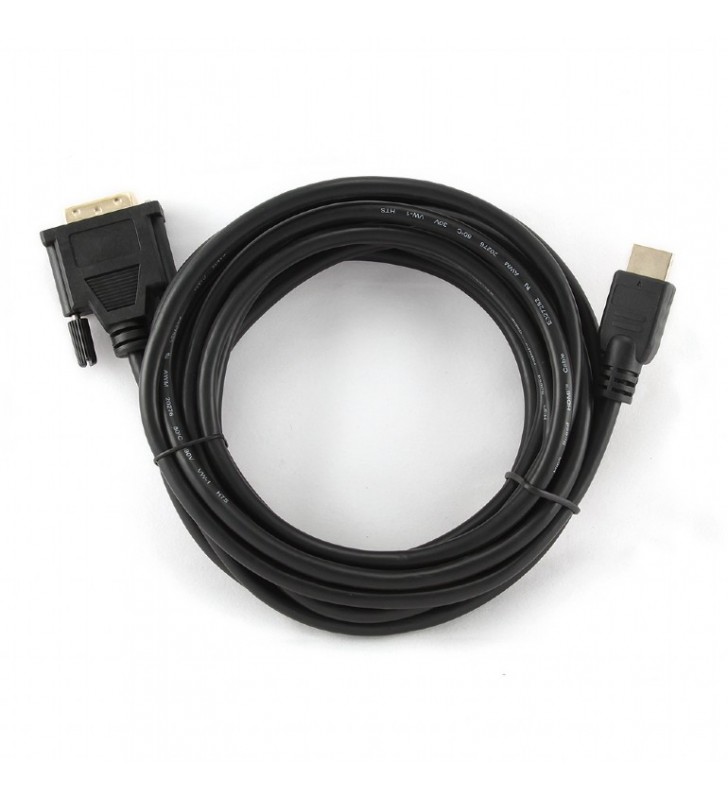 CABLU video GEMBIRD, adaptor HDMI (T) la DVI-D SL (T), 4.5m, conectori auriti, negru, "CC-HDMI-DVI-15"