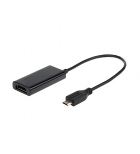 CABLU video GEMBIRD, adaptor Micro-USB (T) la HDMI (M), 16cm, rezolutie maxima Full HD (1920 x 1080) la 60Hz, conecteaza smartph